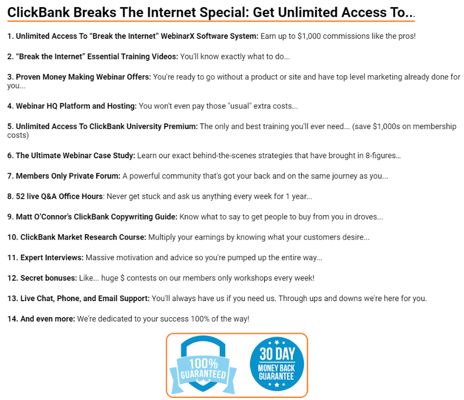 Clickbank Breaks The Internet extra bonuses